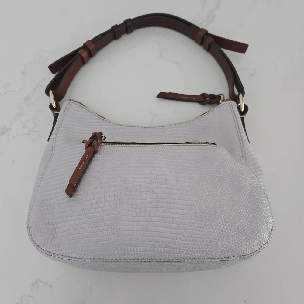 Dooney & Bourke Satchel Lizard Embossed Leather Small Kiley Hobo Handbag Lilac - Picture 8 of 11